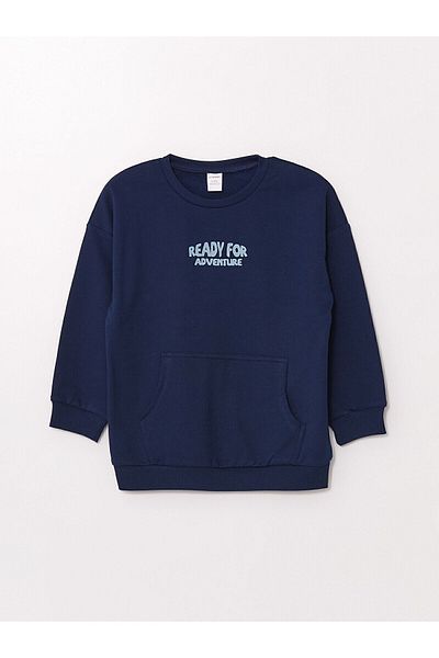 LC Waikiki LCW Crew nyakú, hosszú ujjú pulóver és melegítőnadrág 2db-os szett kisfiúnak