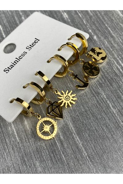 Brethils 6 Pack Travel Traveler Dangle Steel Multi Earrings Tarnish Free Guaranteed Shipped in Gift Package