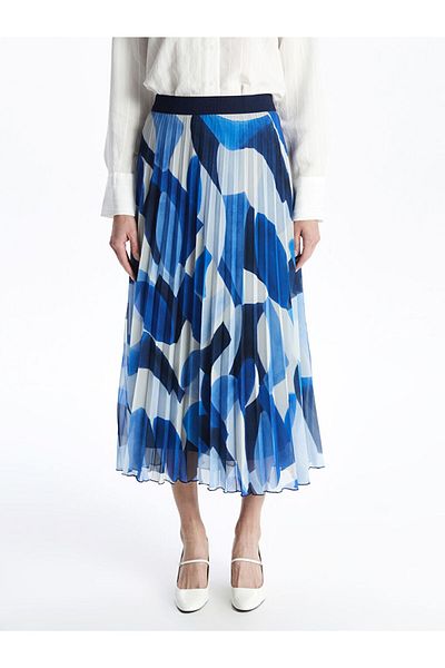LC Waikiki New Season Women's Sifon Skirt with Elastic Waist and Flowers - S5H536Z8