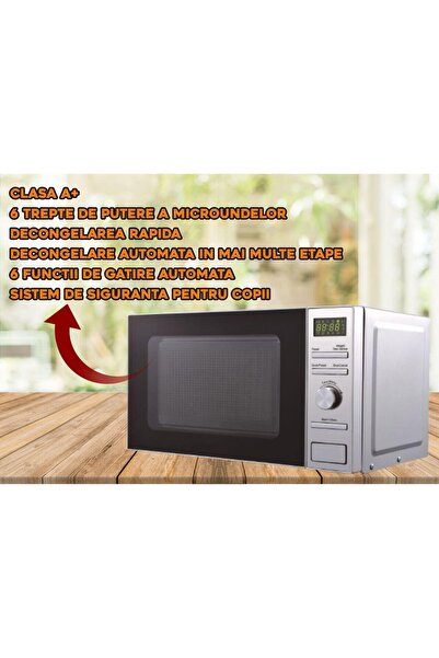Hausberg Cuptor cu microunde Hausberg HB-8004, 1200W, 6 trepte de putere, 20L, control digital, Argintiu