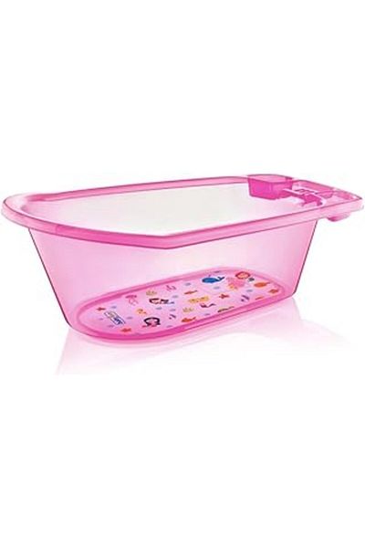 Mu Art Ahşap Babyjem transparent baby bath tub (pink patterned)