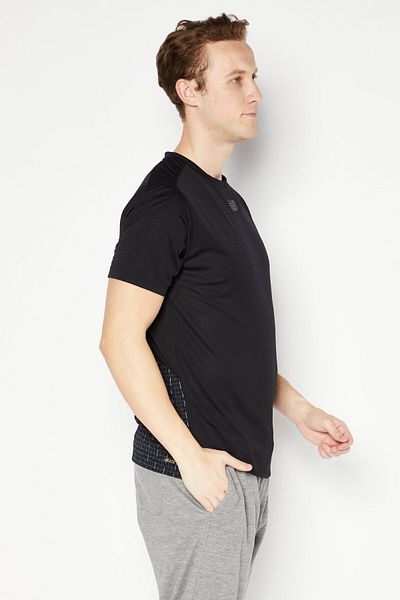New Balance Men Athletic Fit Short Sleeve Running T-Shirt, Black