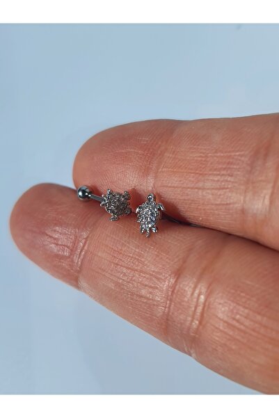 kurukafagift Kaplumbağa Çelik Zirkon Taşlı Tragus Helix Lob Kıkırdak Piercing