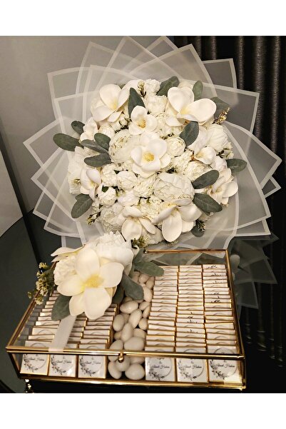 Zeynep tasarim organizasyon Manolya yapay isteme çiçeği ve çikolatası