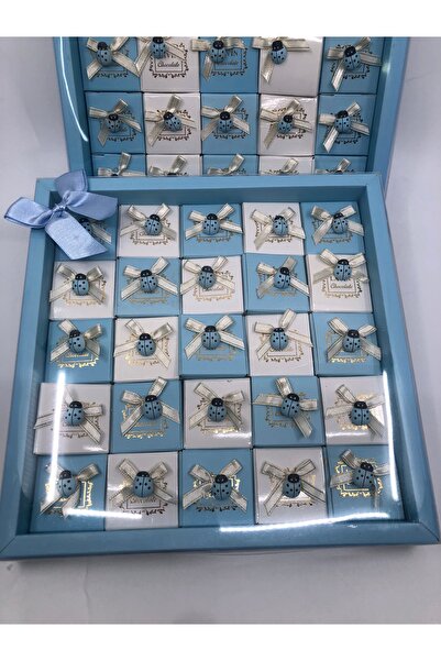 Lavin Çikolata 25 Adetli Mavi Uğur Böcekli Çikolata Kutumuz Bebek Çikolata