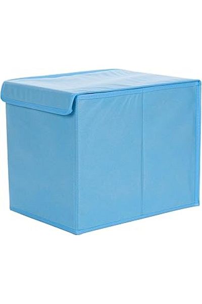Bosphorus Storage Box with Lid Blue Colored Fabric 33x24x27cm 21 Liters