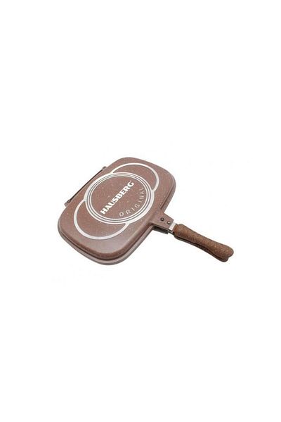 Hausberg Double Grill Pan Hb-h1540po, Non-stick Interior, 36 Cm, Marble, Orange