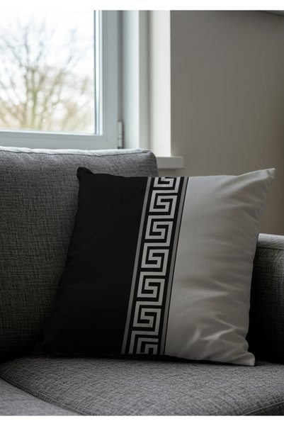 Artvibe Modern Maze Patterned Black Gray Gift Decorative 2-Piece Throw Pillow Cover Set