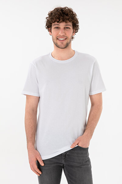 U.S. Polo Assn. Erkek Regular Fit Bisiklet Yaka Beyaz Basic Tişört 50305985-VR013