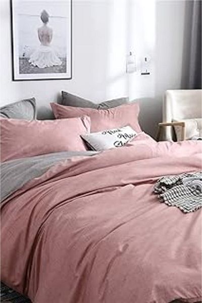 Hepta Collection Alla Turca Single Ranforce Double-Sided Duvet Cover Set with Flat Sheet -Powder/Gray
