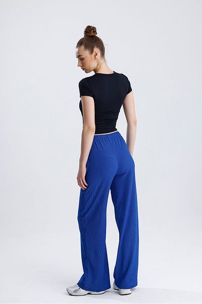 FV Women's Palazzo Trousers - Wrap Fabric, Wide Leg and Elastic Waist