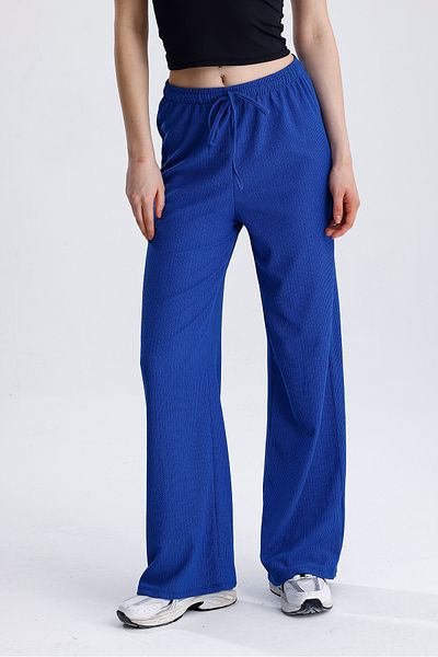 FV Women's Palazzo Trousers - Wrap Fabric, Wide Leg and Elastic Waist