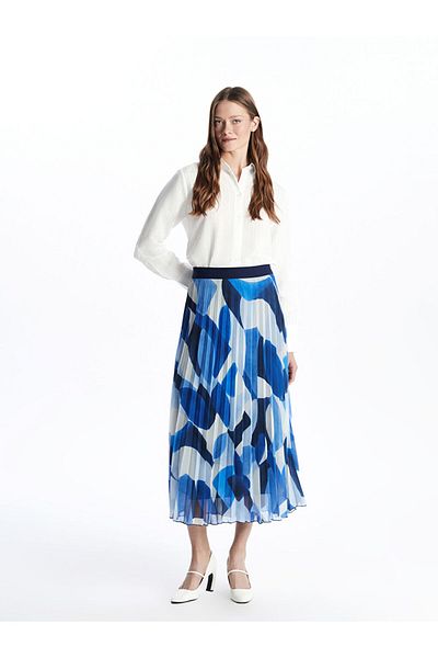 LC Waikiki New Season Women's Sifon Skirt with Elastic Waist and Flowers - S5H536Z8