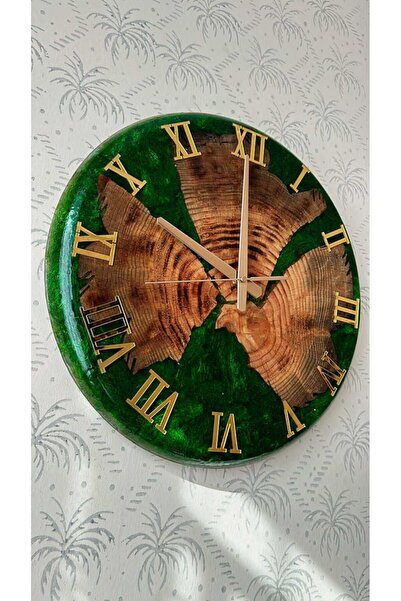 fenixtimeart Reçine Epoksi Çam Ağacı Duvar Saati