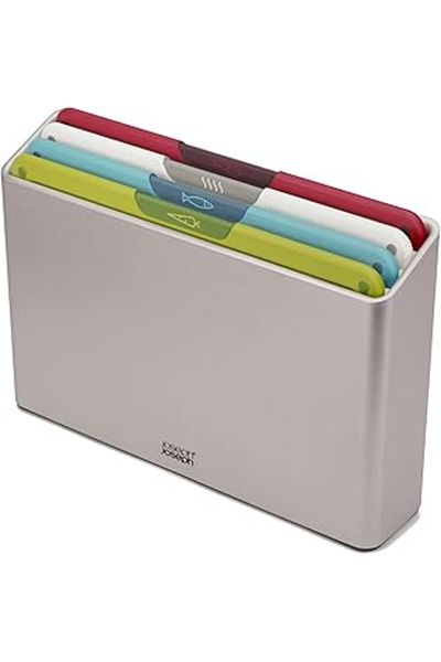 Mu Art Ahşap Joseph Joseph Folio Icon Cutting Board Set with Storage Box, Non-Slip, Colored Markings, 4-Piece