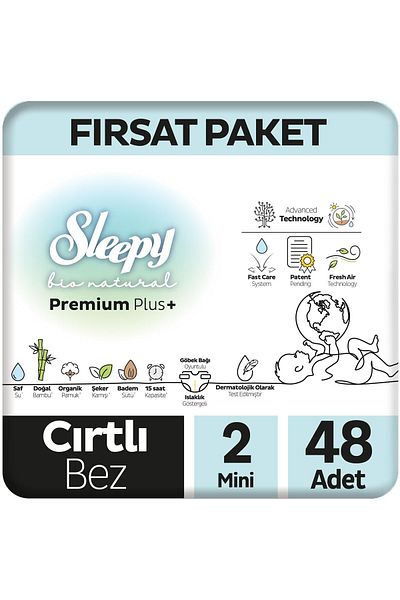 Sleepy Bio Natural Baby Diaper Opportunity Package 2 Sizes 48 Pieces