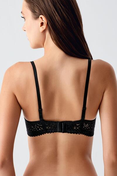 C&City Unfilled Lace Detailed Bra C18350 Black
