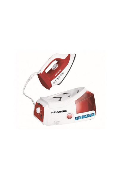 Hausberg Statie de calcat HB-7920RS, 2200W, 68g/min, 1000ml, anti-calcar, termostat, talpa ceramica, Rosu-Alb