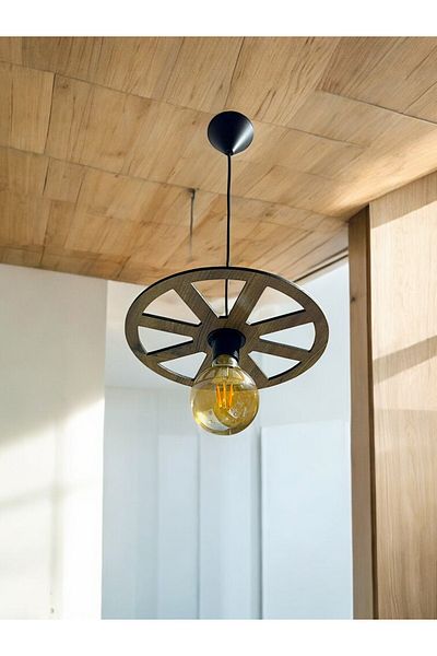 Nurnivus Single Wheel Wheel Chandelier - Wooden Decorative Cafe Restaurant Balcony Garden Chandelier