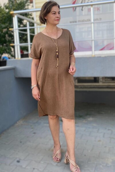 Mia Butik Large Size Coffee Necklace Gift Loose Dress