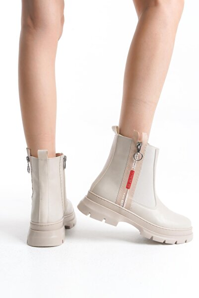 CZ London Kadın Fermuar Detaylı Yanı Lastikli Kalın Taban Rahat Günlük Kadın Bot