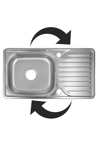 SANITEC Chiuveta bucatarie Sanitec C403REV, blat, cuva reversibila stanga-dreapta, 76x43,5cm, Inox