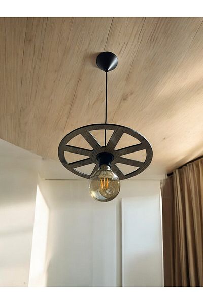 Nurnivus Single Wheel Wheel Chandelier - Wooden Decorative Cafe Restaurant Balcony Garden Chandelier