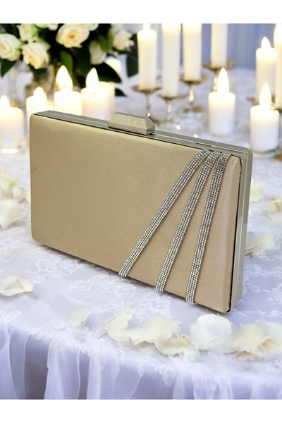 Generic Brand 2026 Collection Nude Crystal Stone Satin Evening Dress Bag , Cr...