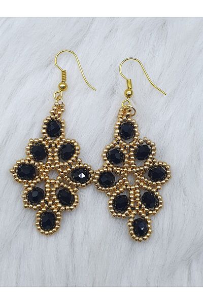 HAPPY HANDMADE Gold Dangle Evening Dress Earrings