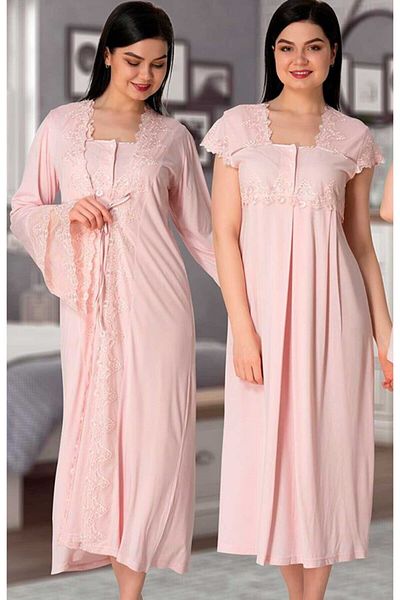 Effort Pijama مجموعة من 4 قطع من Effortt 5015p بياقة وأكمام من الدانتيل للحوامل