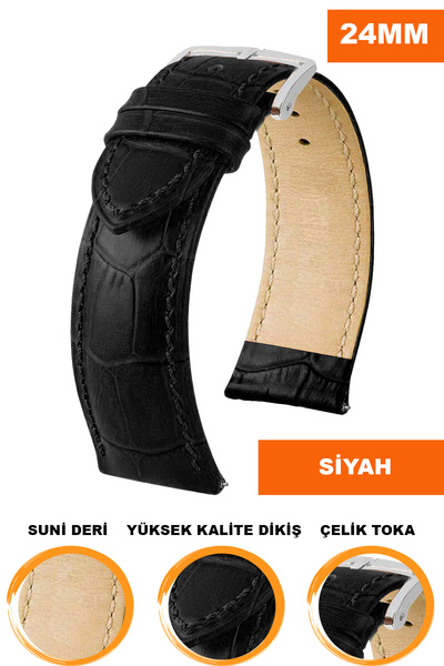COBRA 24mm Fossil-Welder-Casio-Seiko-Omega-Armani Saat Uyumlu Deri Saat Kordo...