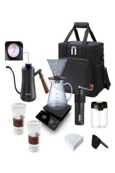 Generic 11-Piece Complete Pour Over Coffee Maker Set – Includes V60 Drip Coffee Maker, Coffee Grinder,