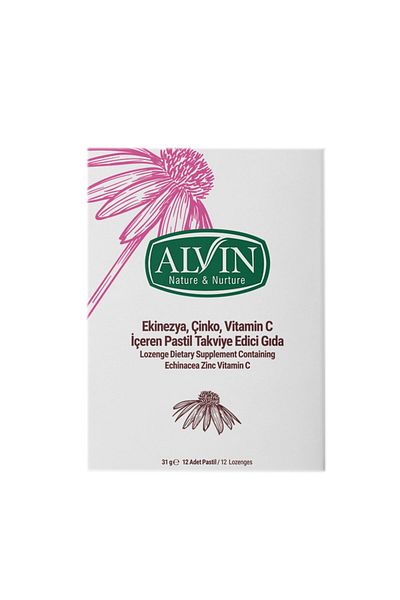 Alvinia Alvin Pastil Echinacea Zinc Vitamin C 12 Pack 31 g