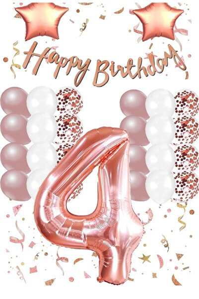 ALYA PARTI 4 Set de aniversare cu stele din folie cu numere de 4 ani Concept ...