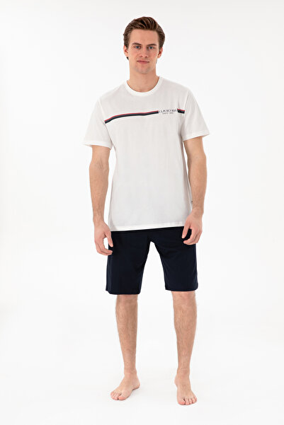 U.S. Polo Assn. Erkek Bisiklet Yaka Beyaz Pijama Takımı 50309174-VR013