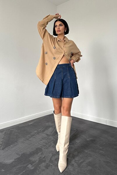 ermege Beige Stone Embroidered Shirt