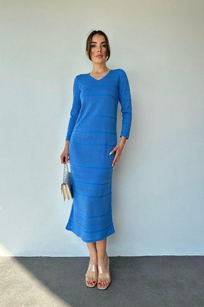 MODAVERA    Blue Lined Knitwear Dress
