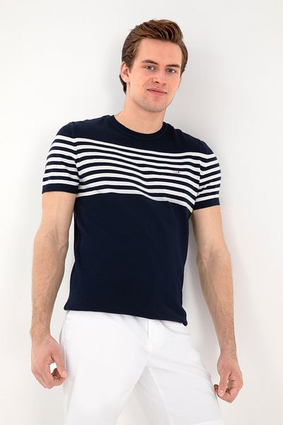 U.S. Polo Assn. Men's Slim Fit Crew Neck Navy Blue Knitwear T-Shirt 50306469 -Vr033