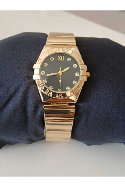 Choppers Yeni Sezon Yuvarlak Siyah Kadran Taşlı Rakam Saati