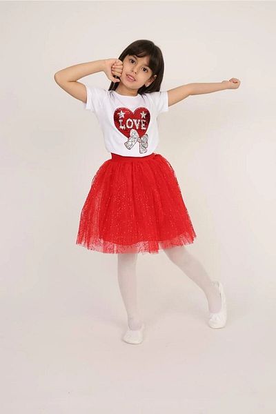 Nacar Girl 0-24 Bear Tshirt and Skirt Set