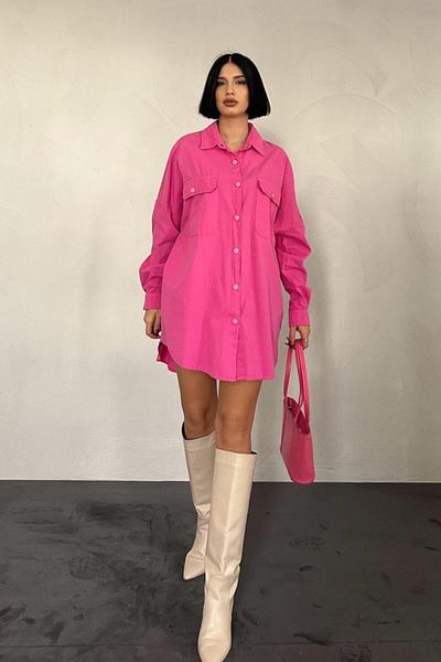 Simala Fuchsia Double Pocket Flap Snap Shirt