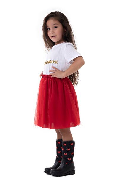 HEPSİMİNNAK Kız Çocuk Kırmızı Tütü Etek 23 Nisan 29Ekim 19Mayıs Gösteri Özel Gün Red Show Skirt