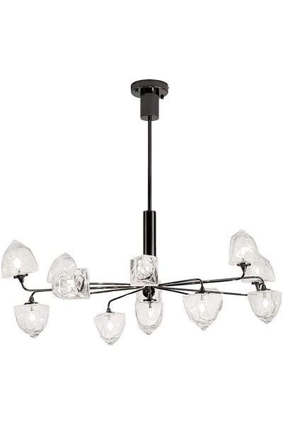 A F N LIGHTING Black Crystal Chandelier, 11-Bulb Luxury Hanging Lamp, 100cm Diameter Modern Pendant Light