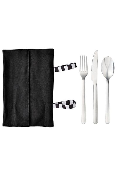 IKEA Finskuren 
 Travel Cutlery Set, Stainless Steel-Black
