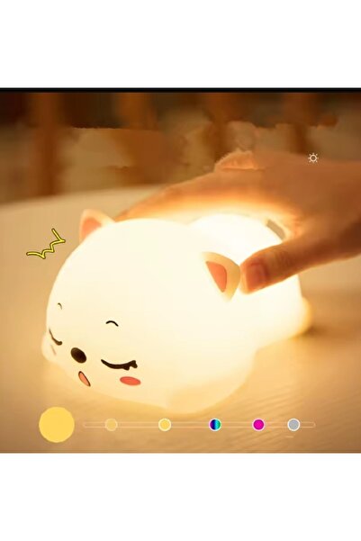 hediyeconcepti Renk Değiştiren Silikon Gece Lambası Şarj Edilebilir Karikatür Çocuklar İçin Masa Lambası