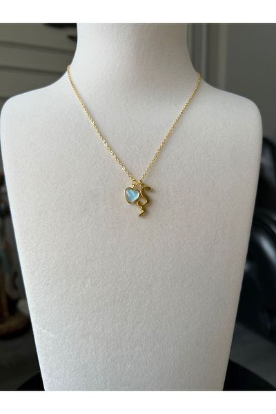 Store Letter S Necklace - Heart Shaped Charmed Steel Chain