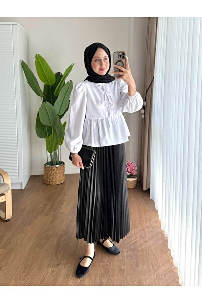 Miraydın Butik Cămașă pentru femei cu mâneci balon M1111 - alb