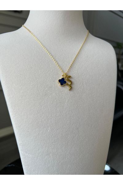Store Letter S Necklace Clover Charm Steel Chain Luck Necklace