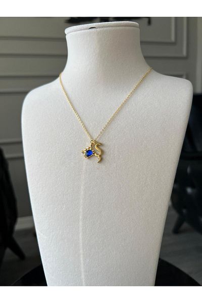 Store Letter S Necklace - with Crab Charm and Steel Chain
