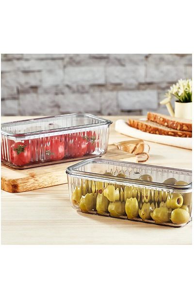 YeslinaCandle 2-Piece Acrylic Rectangle Storage and Organizing Container 600 ml